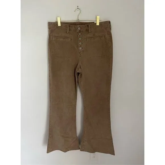 AMERICAN EAGLE Stretch Corduroy Super High-Waisted Plus Size Flare Pants Sz 18 - Picture 2 of 10